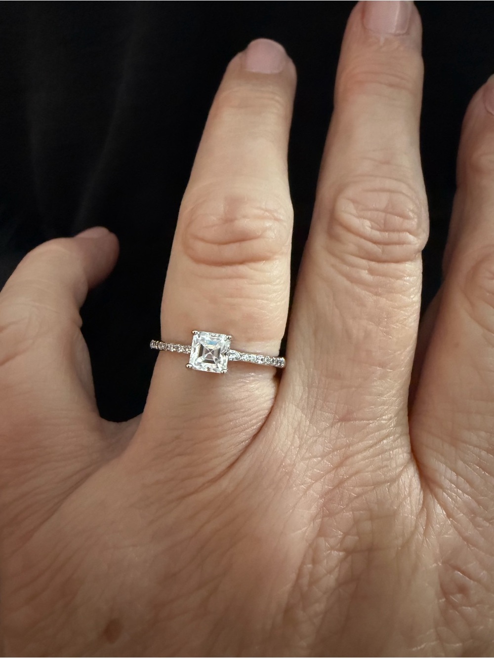 White gold plated Square moissanite Engagement Ring